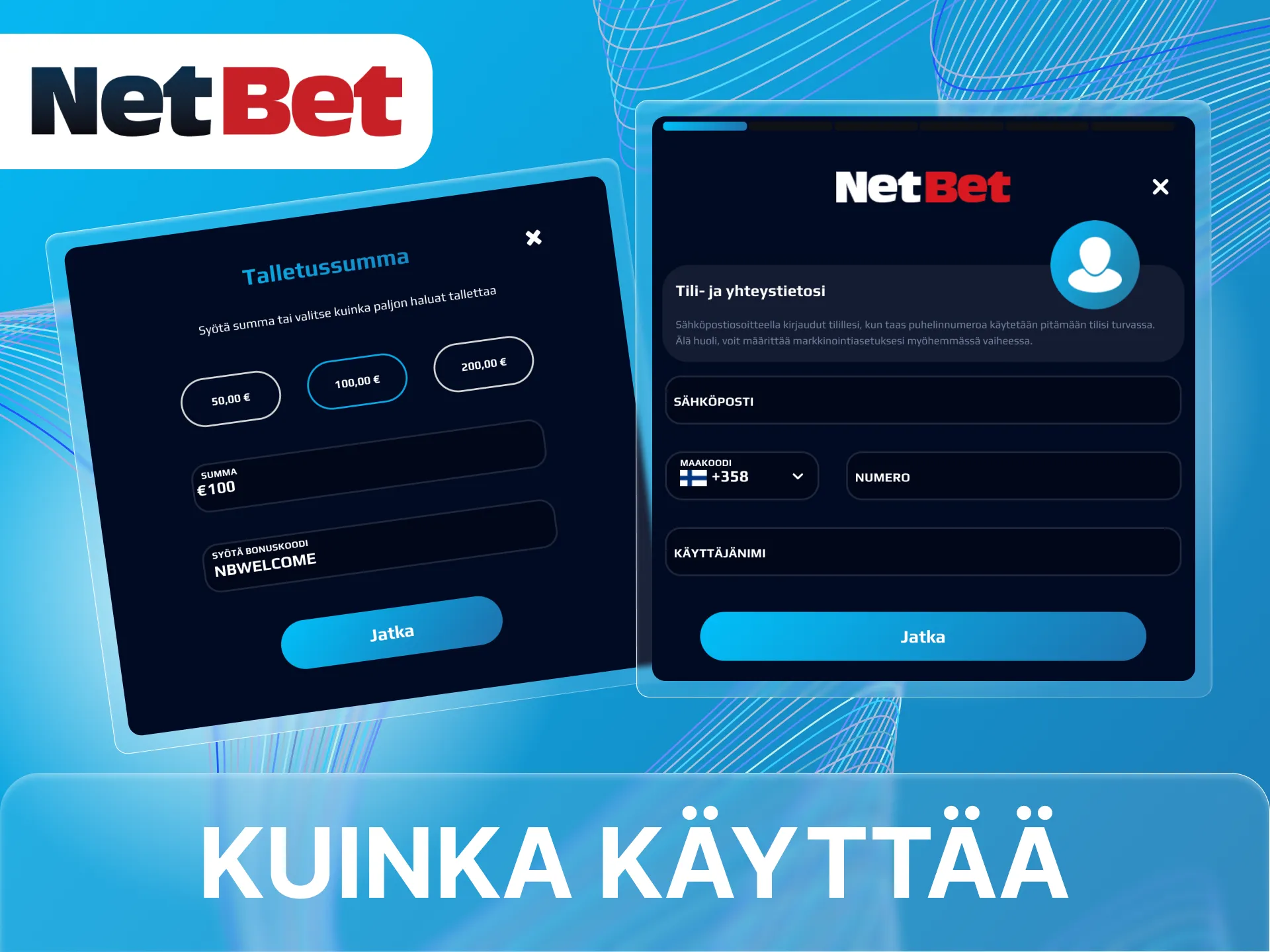 Olemme laatineet sinulle vaiheittaiset ohjeet bonuksen käyttämiseen NetBet-nettikasinolla.