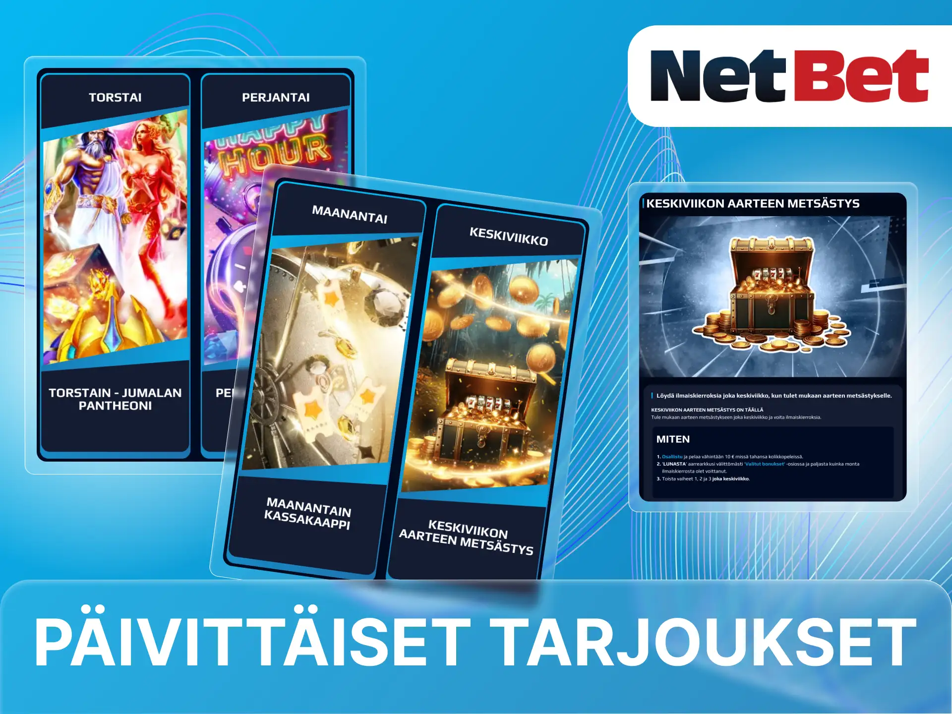 NetBet-nettikasinolla on osio, jossa on päivittäisiä bonuksia.