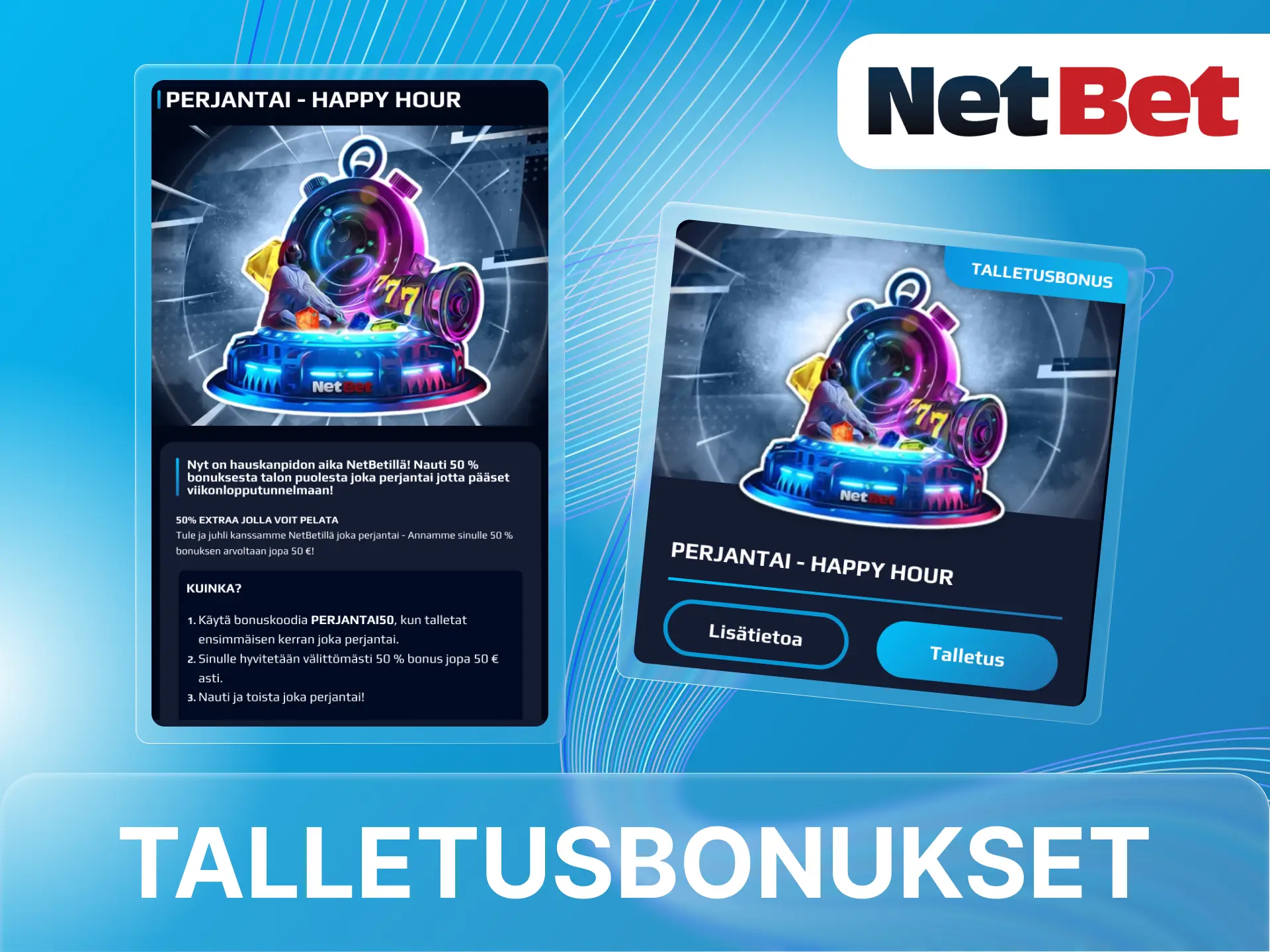 Muista käyttää NetBet-nettikasinon perjantain bonusta.