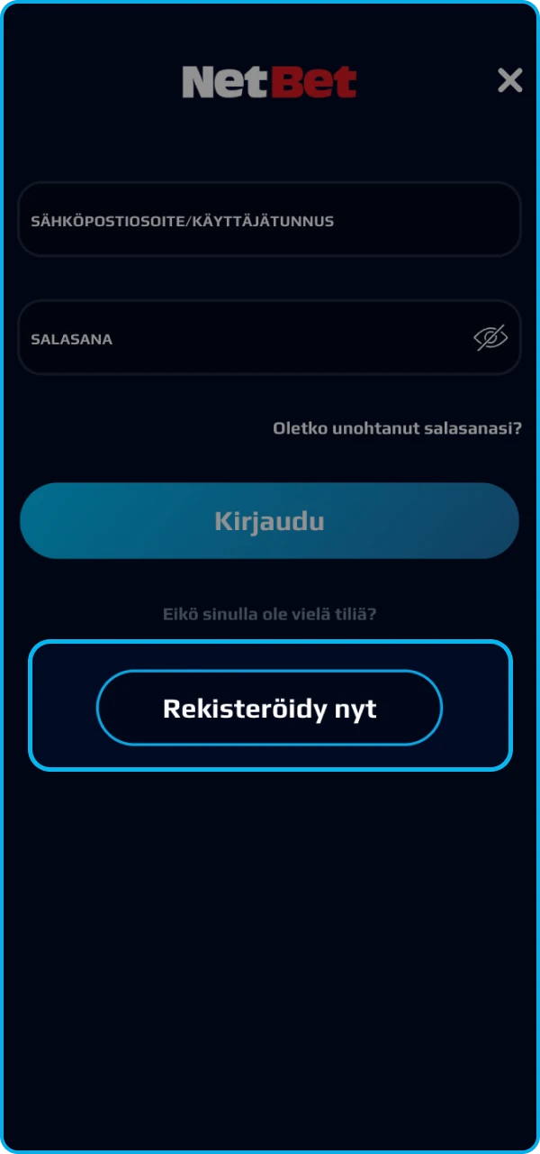 Rekisteröidy NetBet-nettikasinolle saadaksesi pääsyn peleihin ja urheiluvedonlyöntiin.