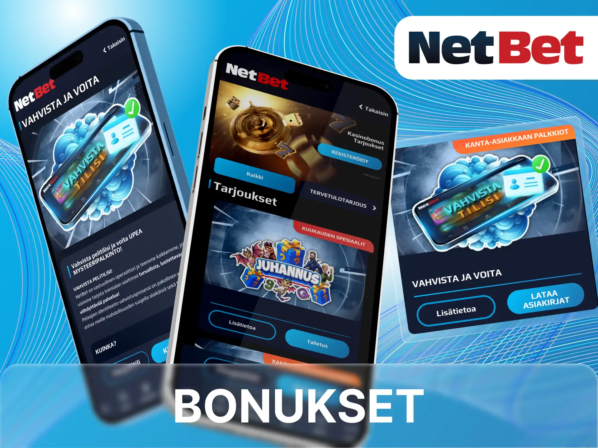 Käytä bonuksia nettikasinolla NetBet saadaksesi enemmän voittoja.