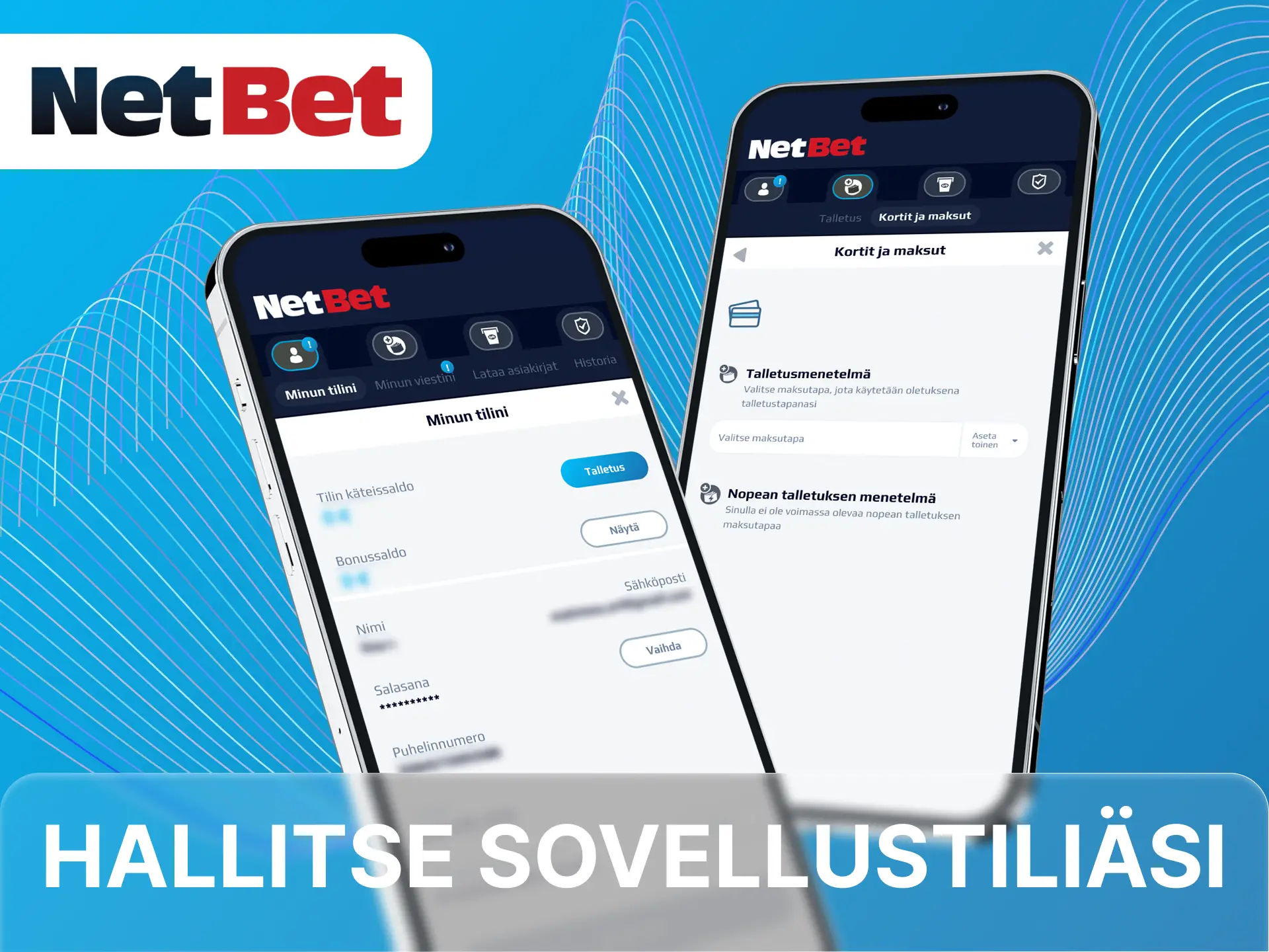 Siirry NetBet-nettikasinon tilisi asetuksiin ja mukauta ne itsellesi sopiviksi.