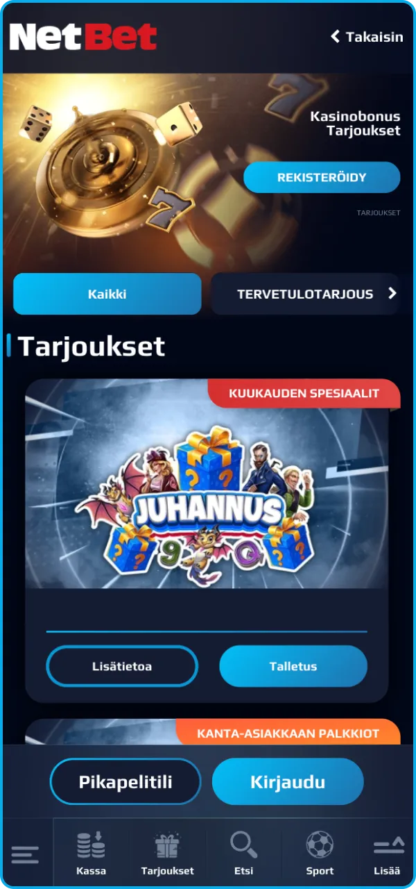 Muista käyttää NetBet-nettikasinon bonuksia.