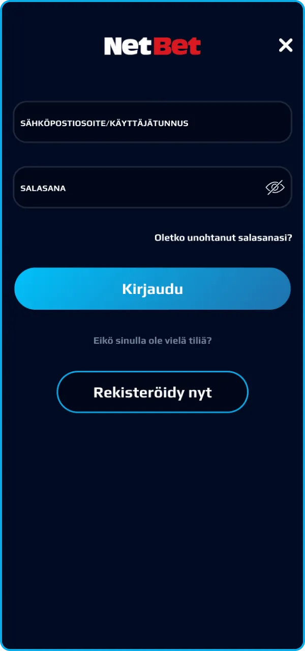 Kirjaudu sisään NetBet-nettikasinolle saadaksesi täyden pääsyn peleihin ja bonuksiin.