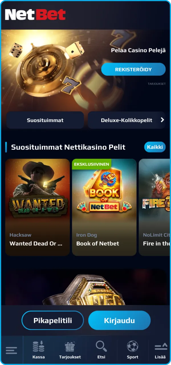 Käy NetBet-nettikasinolla ja pelaa suosikkipelejäsi.