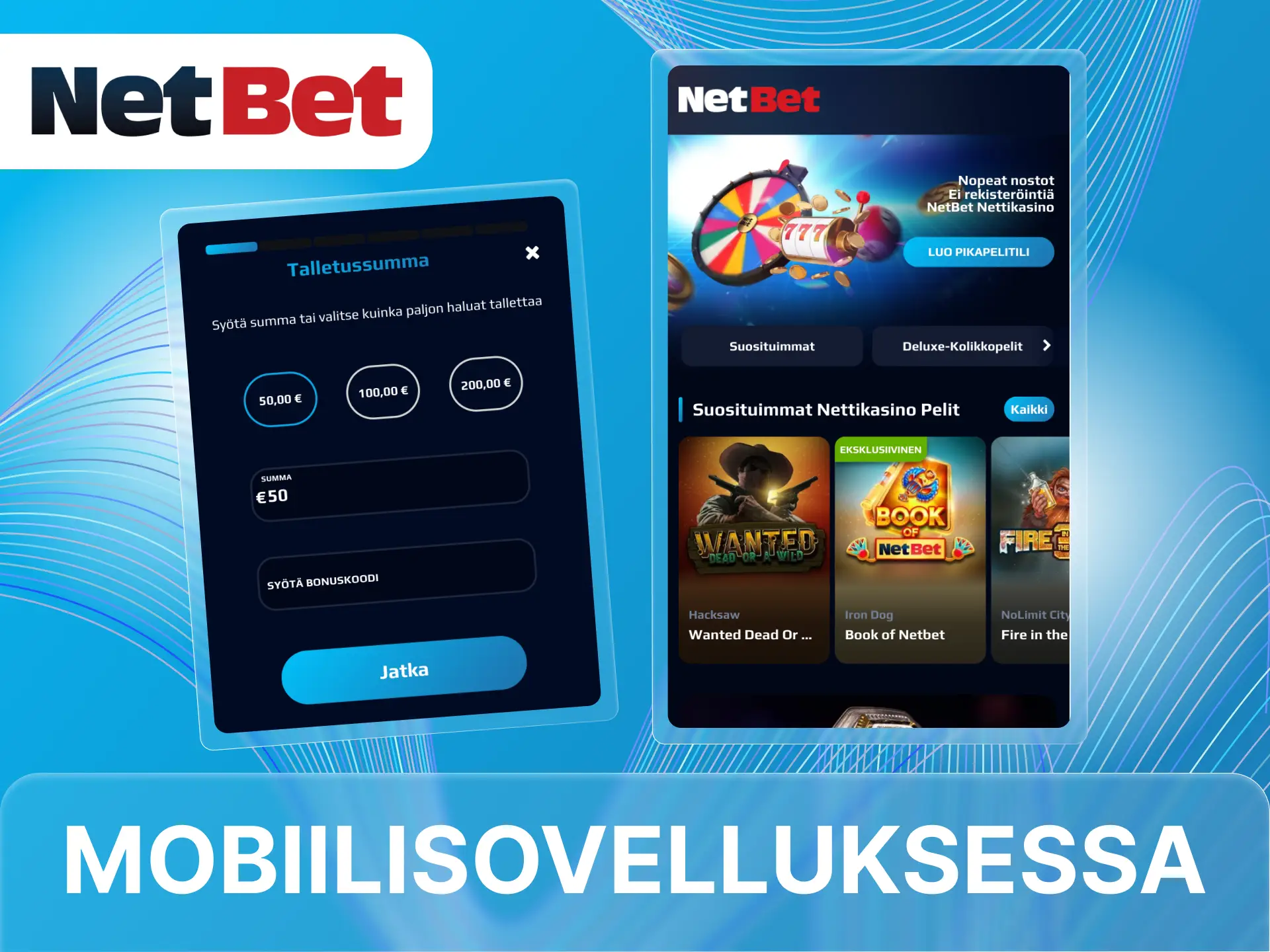 Voinko tehdä talletuksen NetBet-nettikasinon mobiilisovelluksessa.