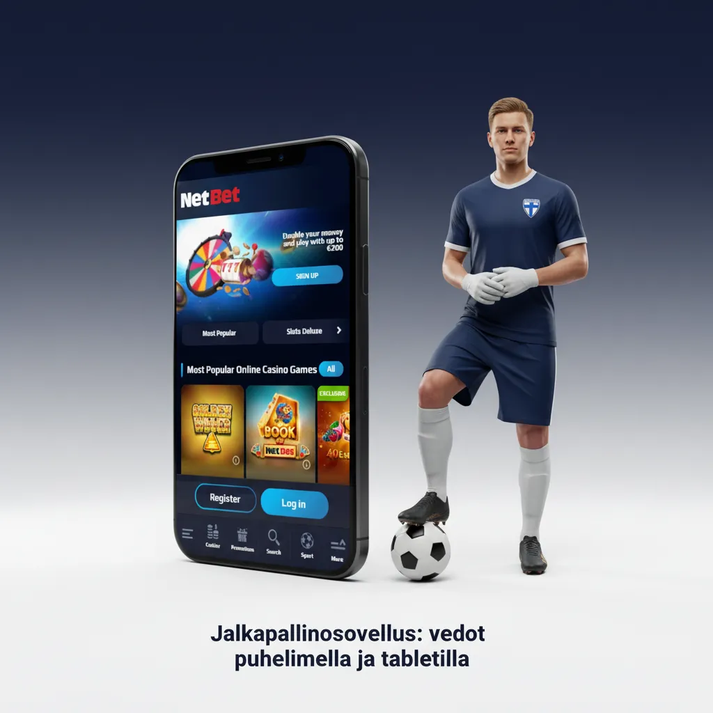 Puhelin ja tabletti näyttävät jalkapallovedonlyöntisovelluksen live-kertoimineen, tilastoineen ja vetokupongin.