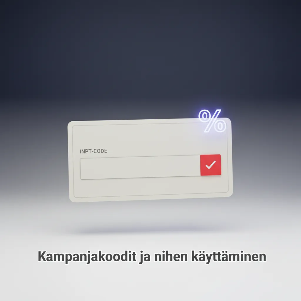 Opas kampanjakoodeihin: ensitalletus ilman koodia; koodi syötetään talletusnäytössä tai tilin Kampanjat-osiossa.