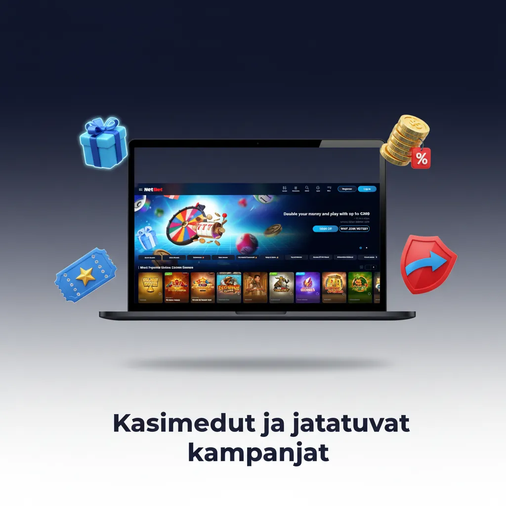 Kasinoedut ja kampanjat: ensitalletus 100% jopa 200€ + 10 FS, viikoittainen reload, 10% käteispalautus, Drops & Wins.