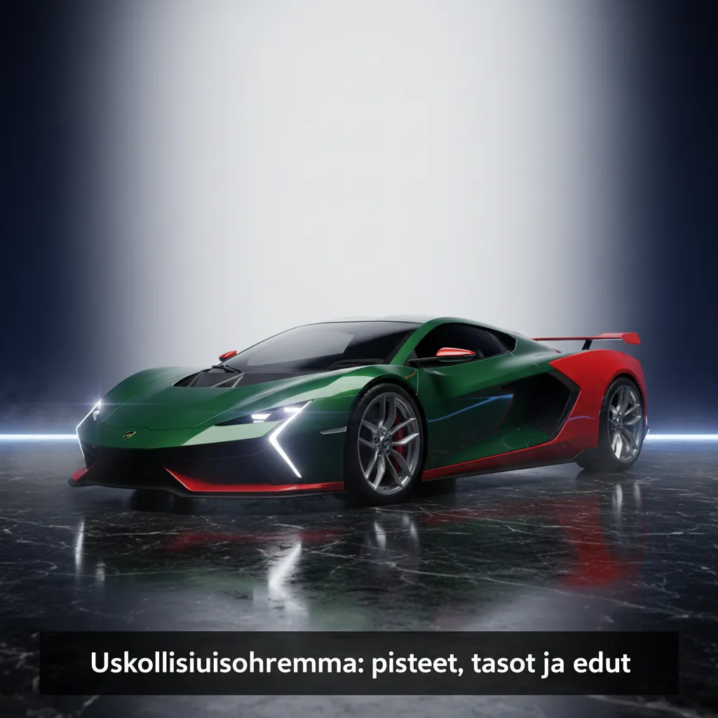 Uskollisuusohjelma-kaavio: pisteitä sloteista, pöytäpeleistä ja vedoista; tasot Pronssi–Timantti, bonukset ja VIP-edut.