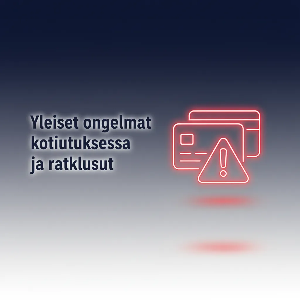 Kotiutus: Vahvistus puuttuu, kierrätys kesken, maksutapa ei käy, pankki esti, nimi-ero, valuuttaviive, turvatarkistus.