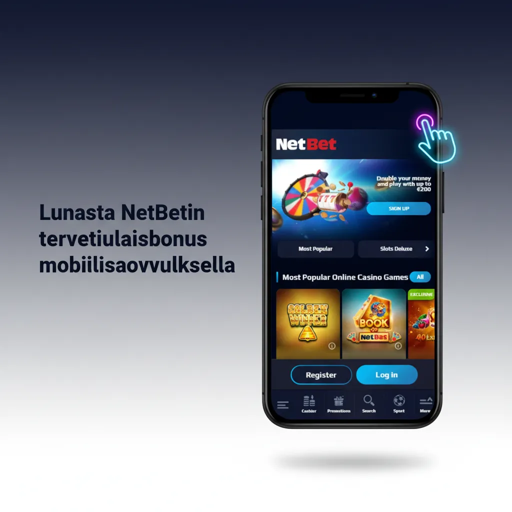 NetBet-sovellus iOS:lle ja Androidille; puhelimet näyttävät tervetuliaisbonuksen lunastusvaiheet.