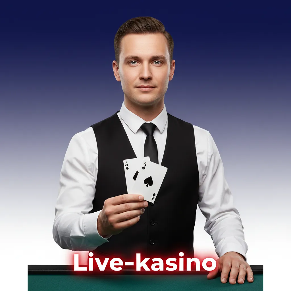 Live‑kasino: oikea jakaja studiopöydässä, striimi ja valikot. Pelit: ruletti, blackjack, baccarat, pokeri, game shows.